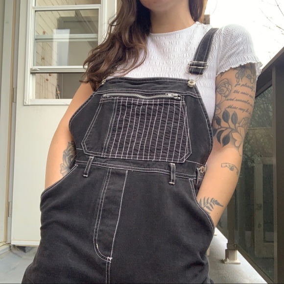 Vintage Black Denim Carpenter Overalls - Picture 3 of 4
